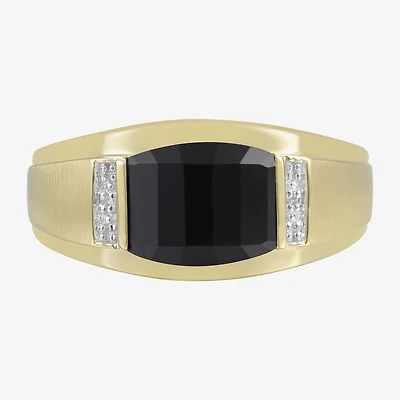 Mens Diamond Accent Genuine Black Onyx Fashion Ring