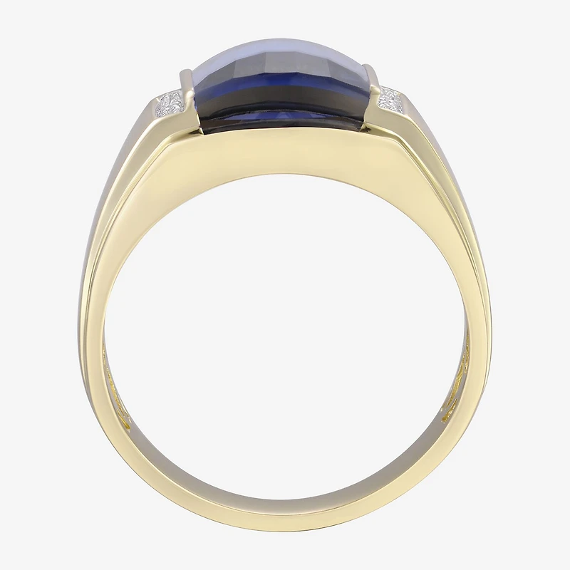 Mens Gemstone & Diamond-Accent 10K Yellow Gold Ring