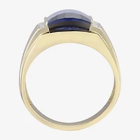 Mens Gemstone & Diamond-Accent 10K Yellow Gold Ring