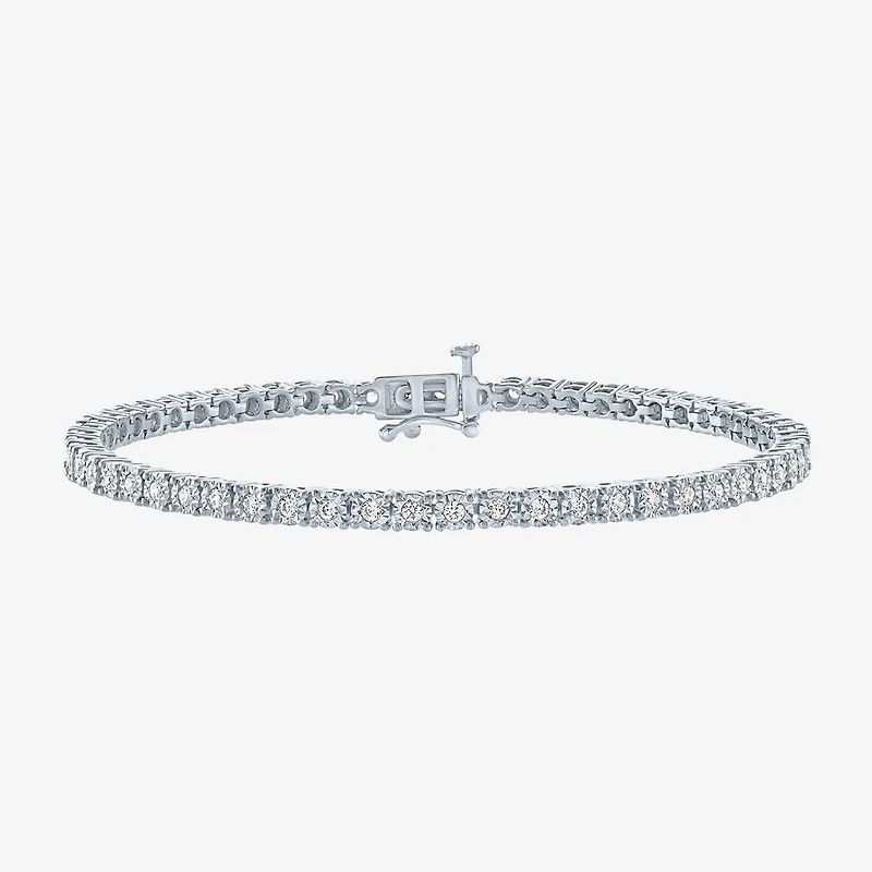 (G-H / Si2-I1) Womens 1 CT. T.W. Lab Grown White Diamond Sterling Silver 7.25 Inch Tennis Bracelet