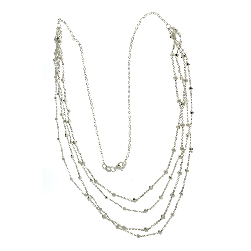 Sterling Silver 4-Row Beaded Chain Necklace