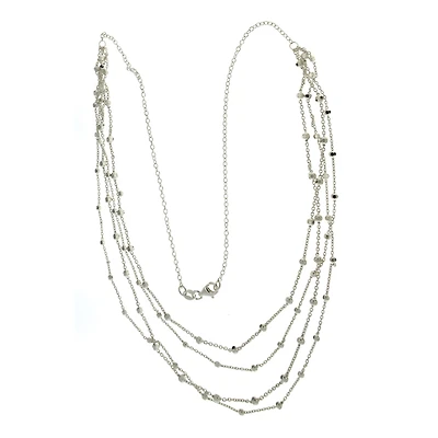 Sterling Silver 4-Row Beaded Chain Necklace