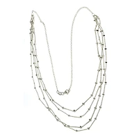 Sterling Silver 4-Row Beaded Chain Necklace 
