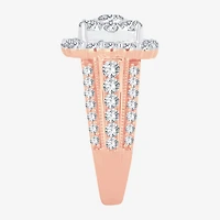 (I / Si1-Si2) Womens 3 CT. T.W. Lab Grown White Diamond 10K Gold Cushion Side Stone Engagement Ring