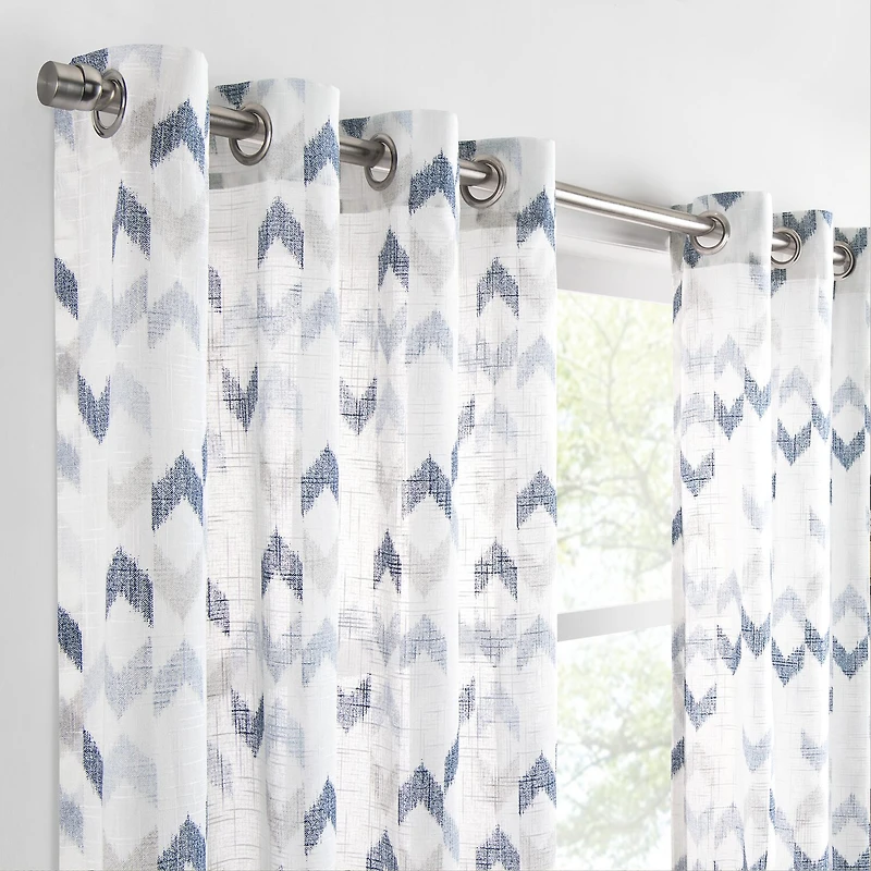Fieldcrest Arden Modern Herringbone Cotton Grommet Top Sheer Single Curtain Panel