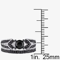 Midnight Black Diamond 1 CT.T.W. Color-Enhanced Sterling Silver Bridal Set