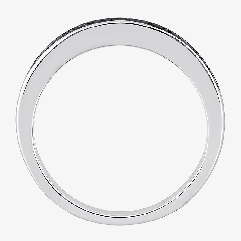 Midnight Black Womens 2MM 1/10 CT. T.W. Natural Diamond Sterling Silver Wedding Band