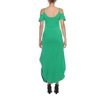 White Mark Womens Maternity Halter Neck Short Sleeve Cold Shoulder Maxi Dress