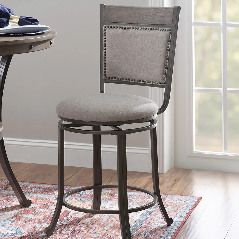 Linon Firview Counter Height Upholstered Swivel Bar Stool