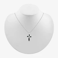 Womens 1/4 CT. T.W. Natural Black Diamond 14K Gold Cross 18 Inch Pendant Necklace