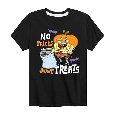 No Tricks Just Treats Halloween Little & Big Kid Boys Crew Neck Short Sleeve Regular Fit Spongebob Graphic T-Shirt