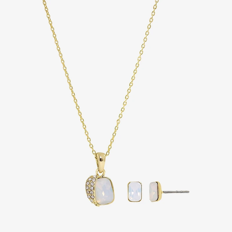 Sparkle Allure Womens White Crystal 14K Gold Over Brass 2-pc. Jewelry Set