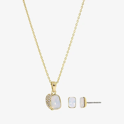 Sparkle Allure Womens White Crystal 14K Gold Over Brass 2-pc. Jewelry Set