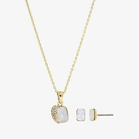Sparkle Allure Womens White Crystal 14K Gold Over Brass 2-pc. Jewelry Set