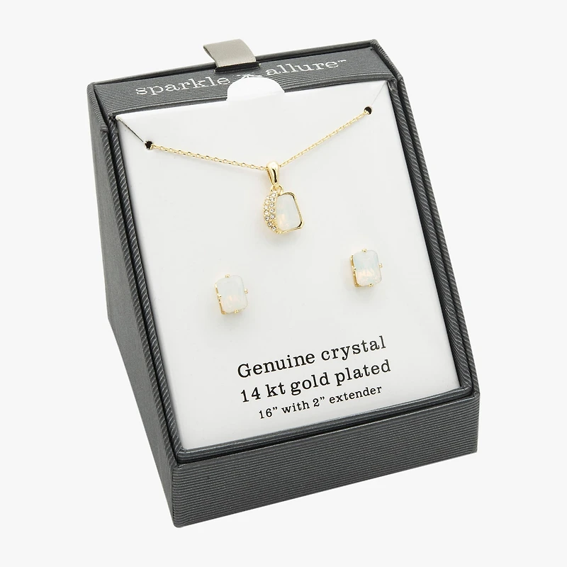 Sparkle Allure Womens White Crystal 14K Gold Over Brass 2-pc. Jewelry Set