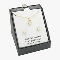 Sparkle Allure Womens White Crystal 14K Gold Over Brass 2-pc. Jewelry Set