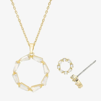 Sparkle Allure Womens Cubic Zirconia 14K Gold Over Brass Round 2-pc. Jewelry Set
