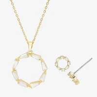 Sparkle Allure Womens Cubic Zirconia 14K Gold Over Brass Round 2-pc. Jewelry Set