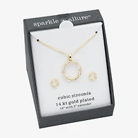 Sparkle Allure Womens Cubic Zirconia 14K Gold Over Brass Round 2-pc. Jewelry Set