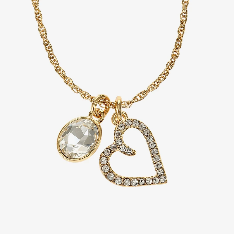 Monet Jewelry Gold Tone Initial Charm Necklace & Stud Earring Womens Glass Oval 2-pc. Set