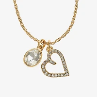 Monet Jewelry Gold Tone Initial Charm Necklace & Stud Earring Womens Glass Oval 2-pc. Set