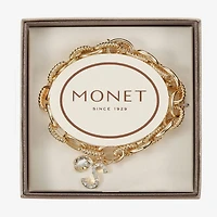 Monet Jewelry Gold Tone Initial Stretch Womens Glass Oval Charm Bracelet
