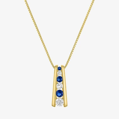 Lab-Created Gemstone 14K Gold Over Silver 18 Inch Pendant Necklace
