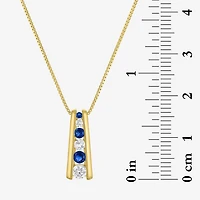 Lab-Created Gemstone 14K Gold Over Silver 18 Inch Pendant Necklace