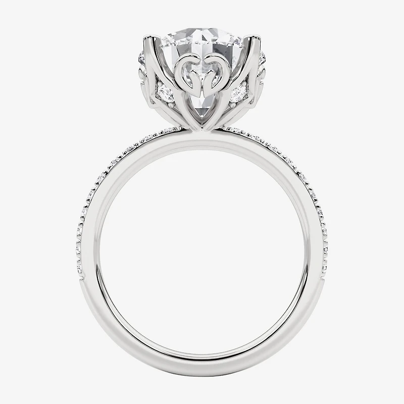 Grown Gorgeous (F, Vs2) Womens 4 7/8 Ct. T.W. Lab White Diamond 14K Gold or Platinum Round Side Stone Engagement Ring