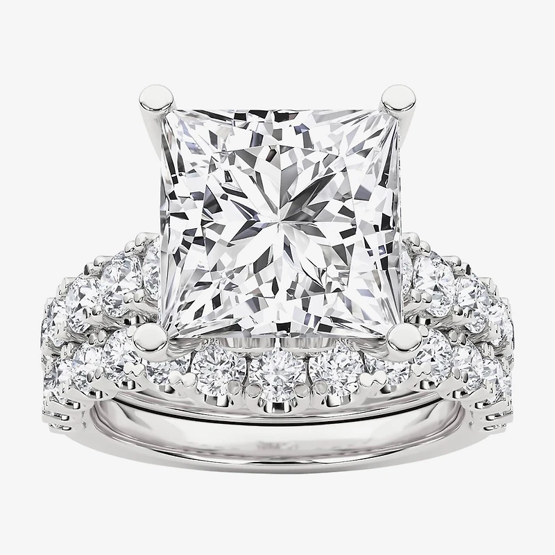 Grown Gorgeous (F, Vs2) Womens 6 1/10 Ct. T.W. Lab White Diamond 14K Gold or Platinum Princess-cut Side Stone Bridal Set