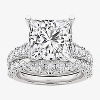 Grown Gorgeous (F, Vs2) Womens 6 1/10 Ct. T.W. Lab White Diamond 14K Gold or Platinum Princess-cut Side Stone Bridal Set