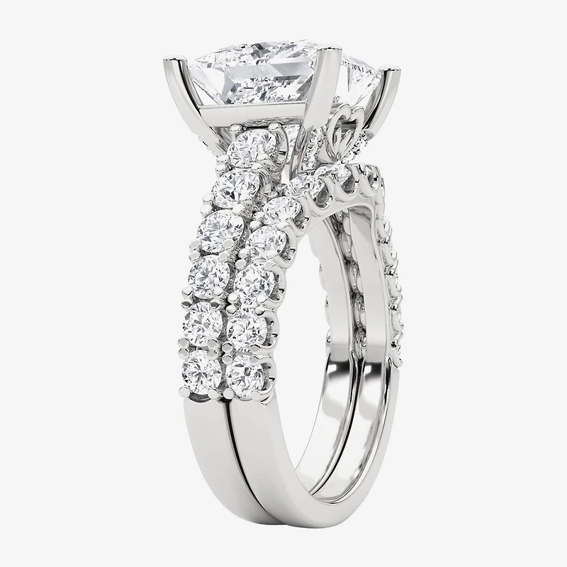 Grown Gorgeous (F, Vs2) Womens 6 1/10 Ct. T.W. Lab White Diamond 14K Gold or Platinum Princess-cut Side Stone Bridal Set