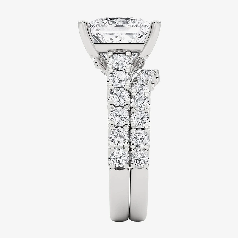 Grown Gorgeous (F, Vs2) Womens 6 1/10 Ct. T.W. Lab White Diamond 14K Gold or Platinum Princess-cut Side Stone Bridal Set