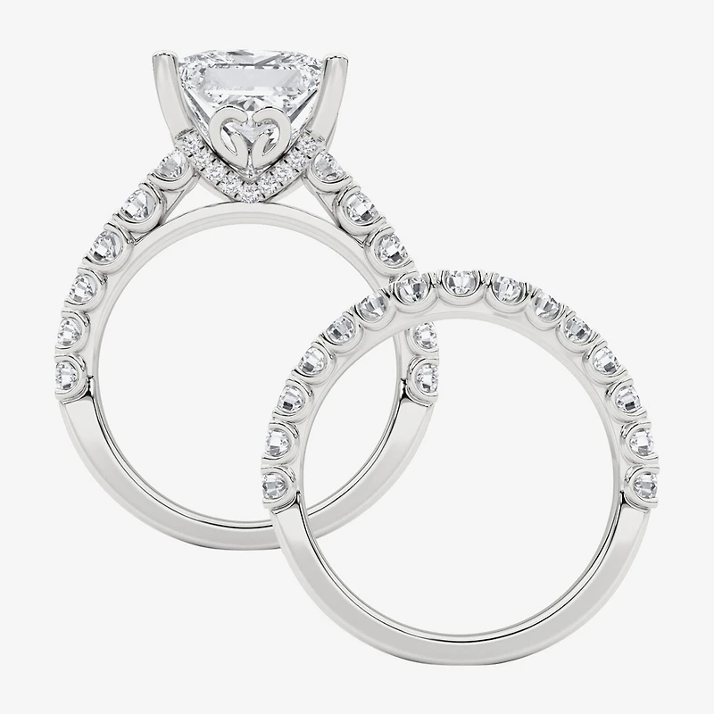 Grown Gorgeous (F, Vs2) Womens 6 1/10 Ct. T.W. Lab White Diamond 14K Gold or Platinum Princess-cut Side Stone Bridal Set