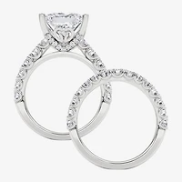 Grown Gorgeous (F, Vs2) Womens 6 1/10 Ct. T.W. Lab White Diamond 14K Gold or Platinum Princess-cut Side Stone Bridal Set