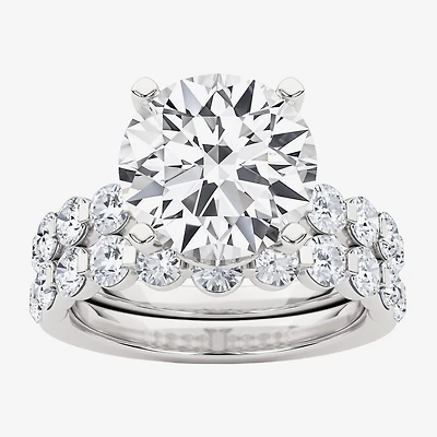 Grown Gorgeous (F, Vs2) Womens 4 3/4 CT. T.W. Lab White Diamond 14K Gold or Platinum Round Side Stone Bridal Set
