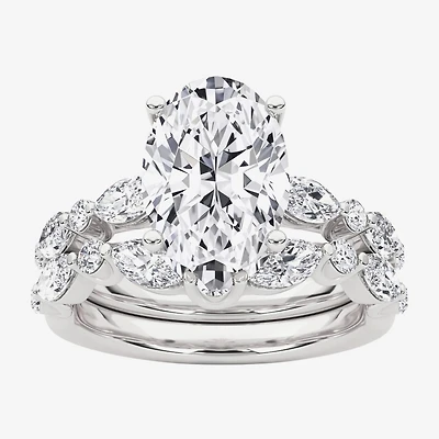 Grown Gorgeous (F,Vs2) Womens 3 3/8 Ct. T.W. Lab White Diamond 14K Gold or Platinum Oval Side Stone Bridal Set