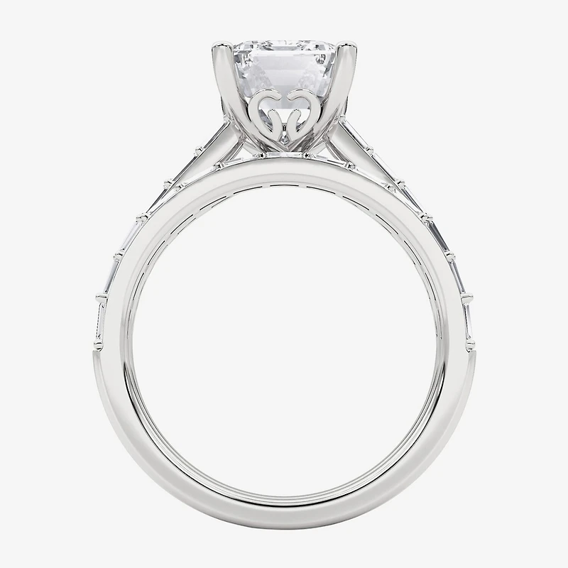 Grown Gorgeous Womens 4 CT. T.W. Lab White Diamond 14K Gold or Platinum Emerald-cut Side Stone Bridal Set