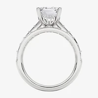Grown Gorgeous Womens 4 CT. T.W. Lab White Diamond 14K Gold or Platinum Emerald-cut Side Stone Bridal Set