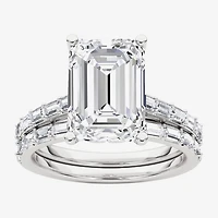 Grown Gorgeous Womens 4 CT. T.W. Lab White Diamond 14K Gold or Platinum Emerald-cut Side Stone Bridal Set