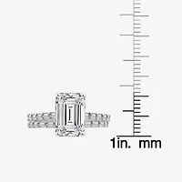 Grown Gorgeous Womens 4 CT. T.W. Lab White Diamond 14K Gold or Platinum Emerald-cut Side Stone Bridal Set