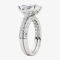 Grown Gorgeous Womens 4 CT. T.W. Lab White Diamond 14K Gold or Platinum Emerald-cut Side Stone Bridal Set
