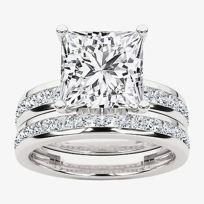 Grown Gorgeous Vs2, F Womens 4 1/4 CT. T.W. Lab White Diamond 14K Gold or Platinum Princess-cut Side Stone Bridal Set