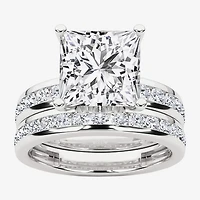 Grown Gorgeous Vs2, F Womens 4 1/4 CT. T.W. Lab White Diamond 14K Gold or Platinum Princess-cut Side Stone Bridal Set
