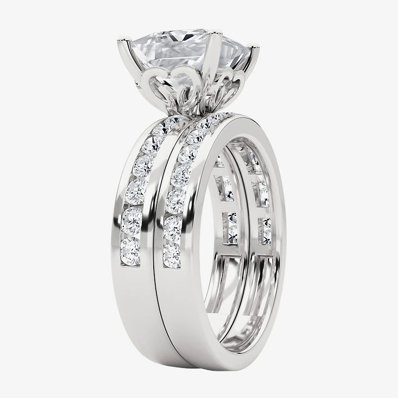 Grown Gorgeous Vs2, F Womens 4 1/4 CT. T.W. Lab White Diamond 14K Gold or Platinum Princess-cut Side Stone Bridal Set