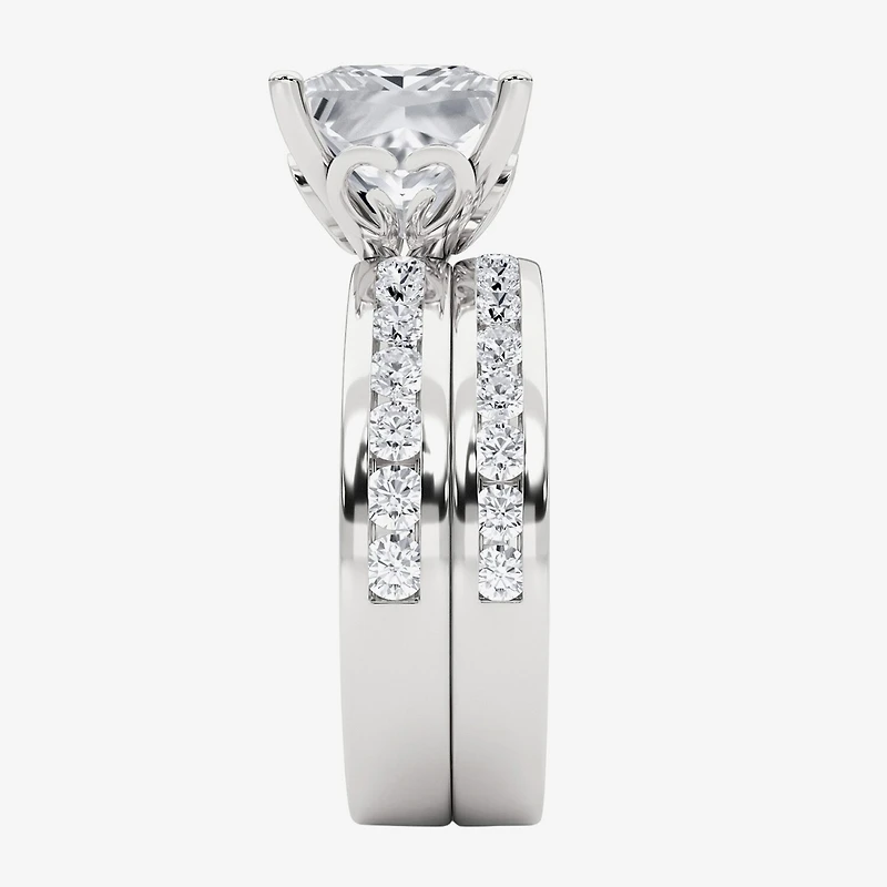 Grown Gorgeous Vs2, F Womens 4 1/4 CT. T.W. Lab White Diamond 14K Gold or Platinum Princess-cut Side Stone Bridal Set