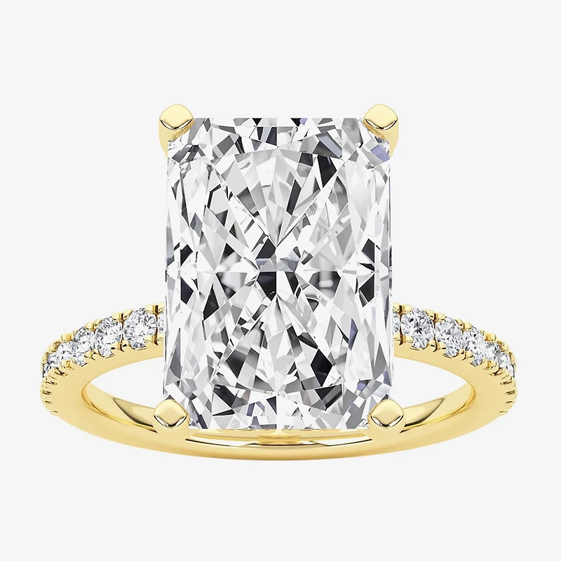 Grown Gorgeous (F,Vs2) Womens 4 7/8 Ct. T.W. Lab White Diamond 14K Gold Rectangular Side Stone Engagement Ring