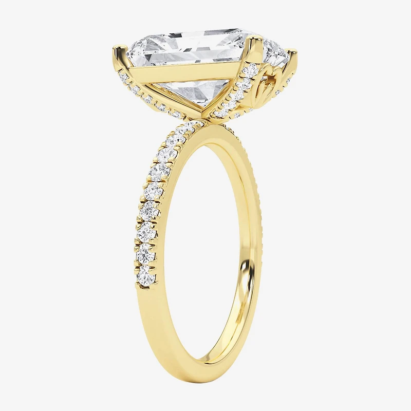Grown Gorgeous (F,Vs2) Womens 4 7/8 Ct. T.W. Lab White Diamond 14K Gold Rectangular Side Stone Engagement Ring