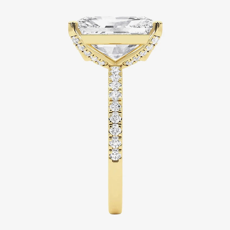 Grown Gorgeous (F,Vs2) Womens 4 7/8 Ct. T.W. Lab White Diamond 14K Gold Rectangular Side Stone Engagement Ring