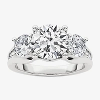 Grown Gorgeous (F, Vs2) Womens 3 1/7 Ct. T.W. Lab White Diamond 14K Gold or Platinum Round Side Stone 3-Stone Engagement Ring